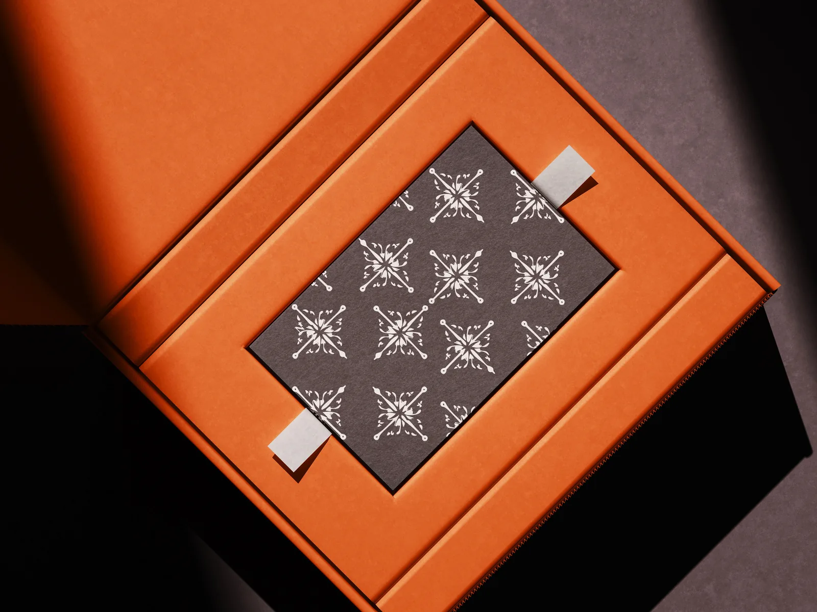 Nara orange jewellery presentation box with pattern detail