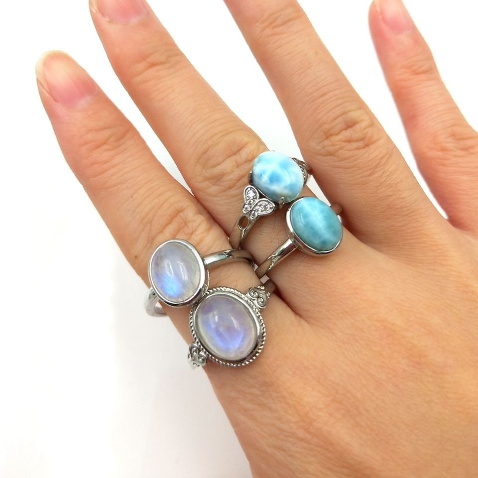 Natural Sky Blue Topaz Sapphire Ruby Silver Ring