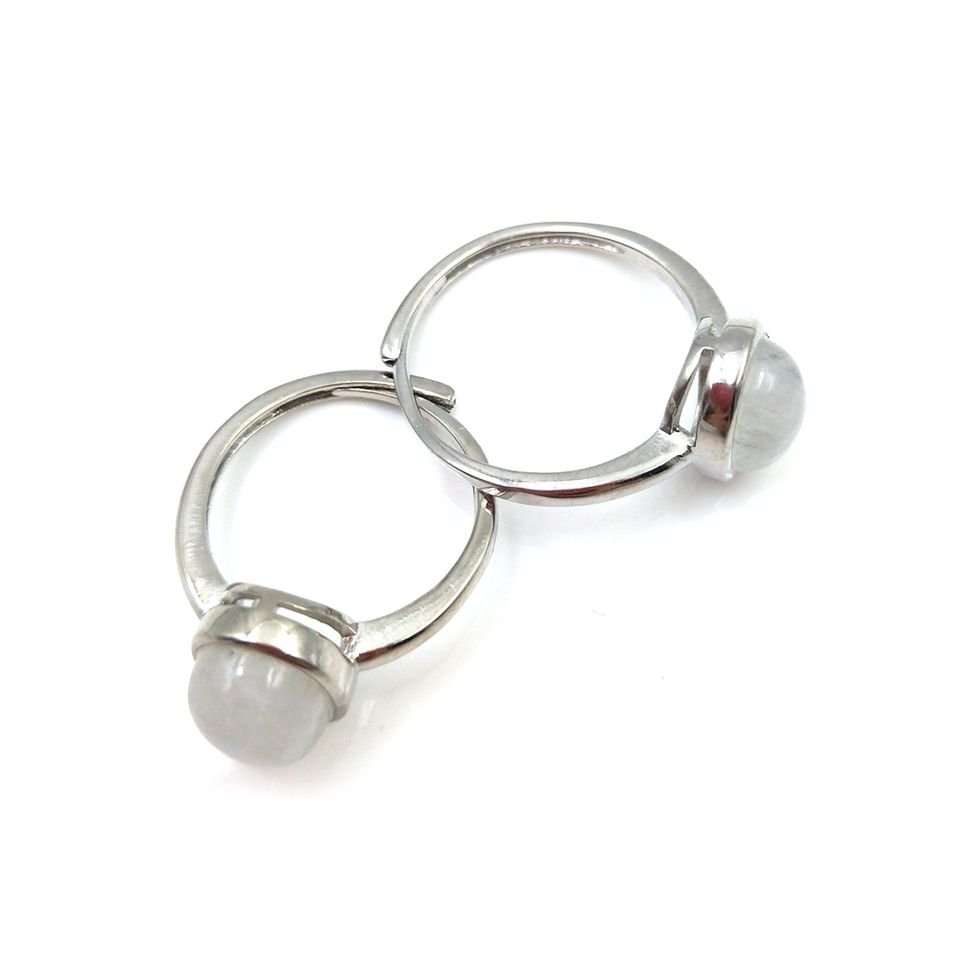 Moonstone Oval Lapis Lazuli Adjustable Silver Ring